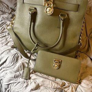 Michael Kors Olive Shoulder Bag and Wallet